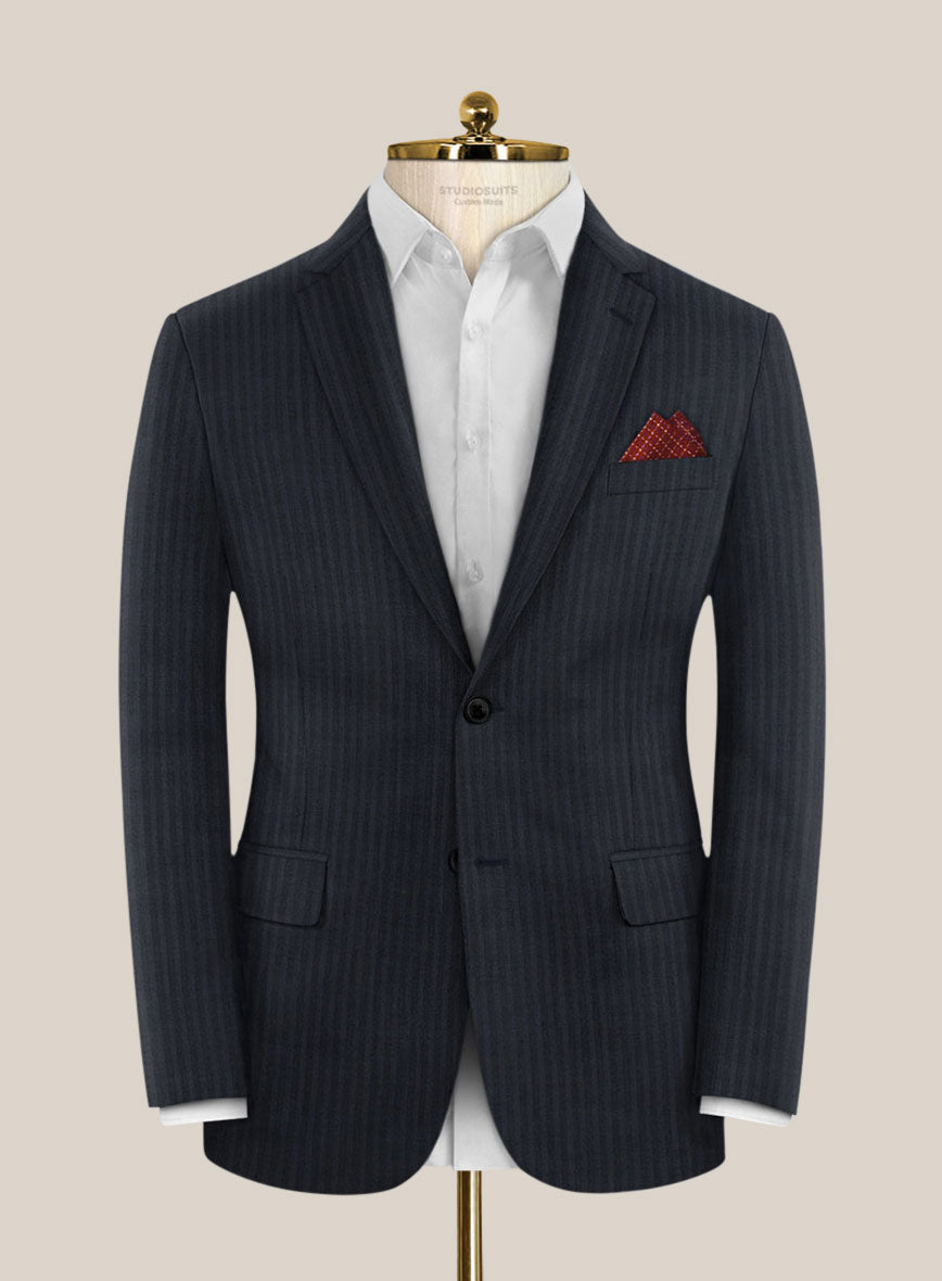 Scabal Cosmopolitan Stripe Alado Blue Wool Suit - StudioSuits