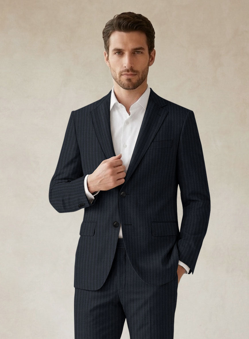Scabal Cosmopolitan Stripe Alado Blue Wool Suit - StudioSuits