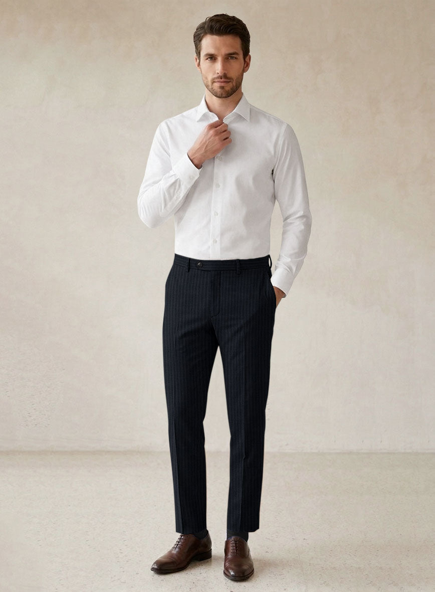 Scabal Cosmopolitan Stripe Alado Blue Wool Suit - StudioSuits