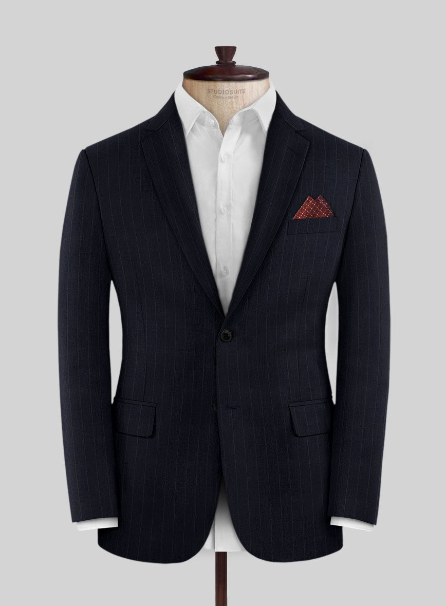 Scabal Cosmopolitan Stripe Blue Wool Jacket - StudioSuits