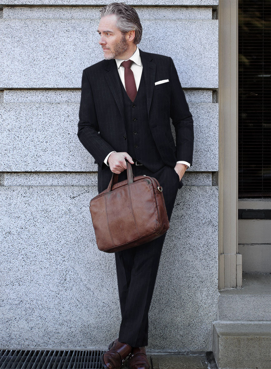 Scabal Cosmopolitan Stripe Blue Wool Suit - StudioSuits