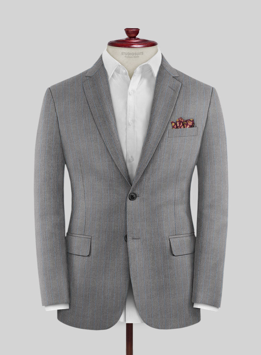 Scabal Cosmopolitan Stripe Gray Wool Jacket - StudioSuits