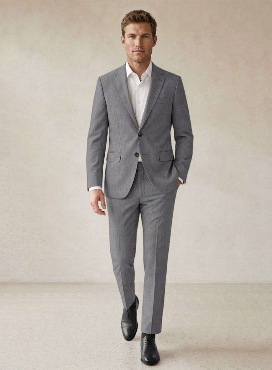 Scabal Cosmopolitan Stripe Gray Wool Suit - StudioSuits