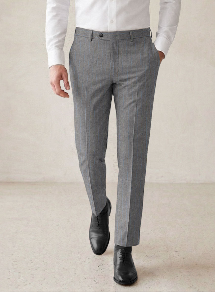 Scabal Cosmopolitan Stripe Gray Wool Pants - StudioSuits