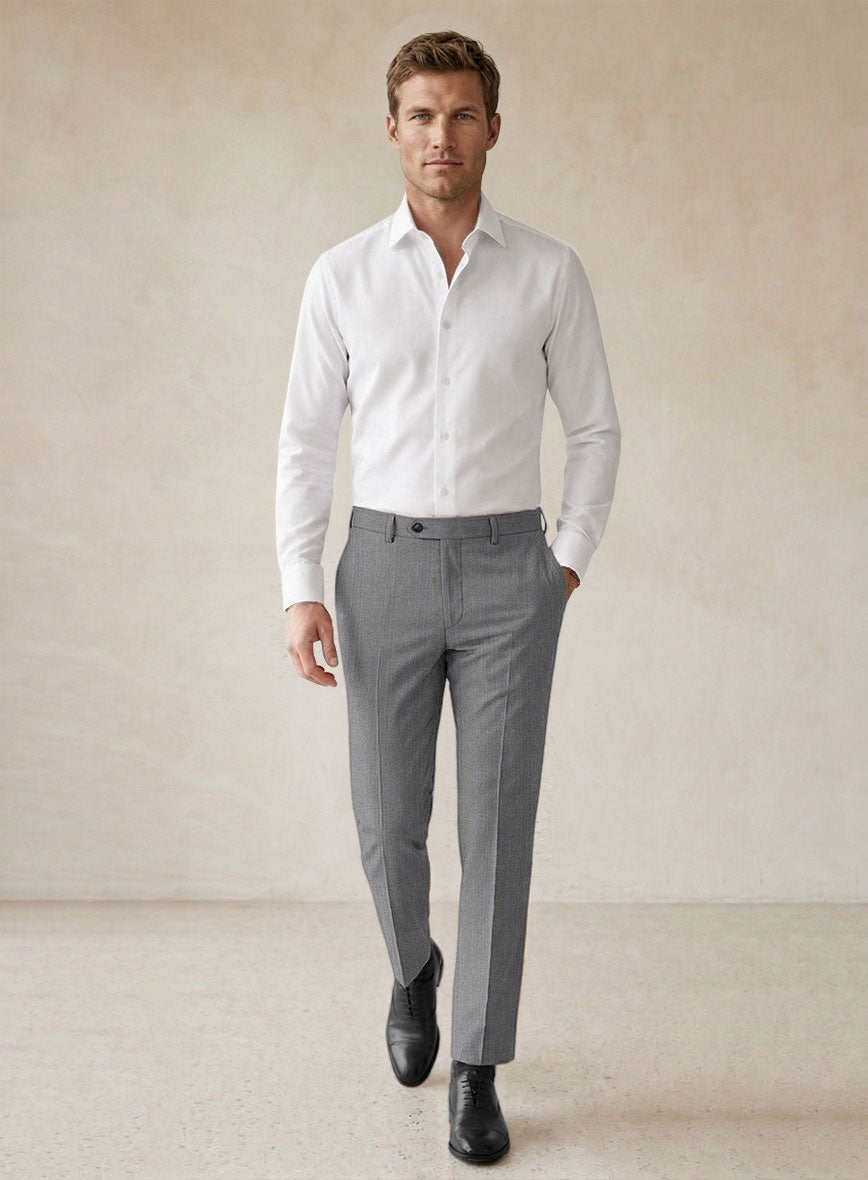 Scabal Cosmopolitan Stripe Gray Wool Pants - StudioSuits