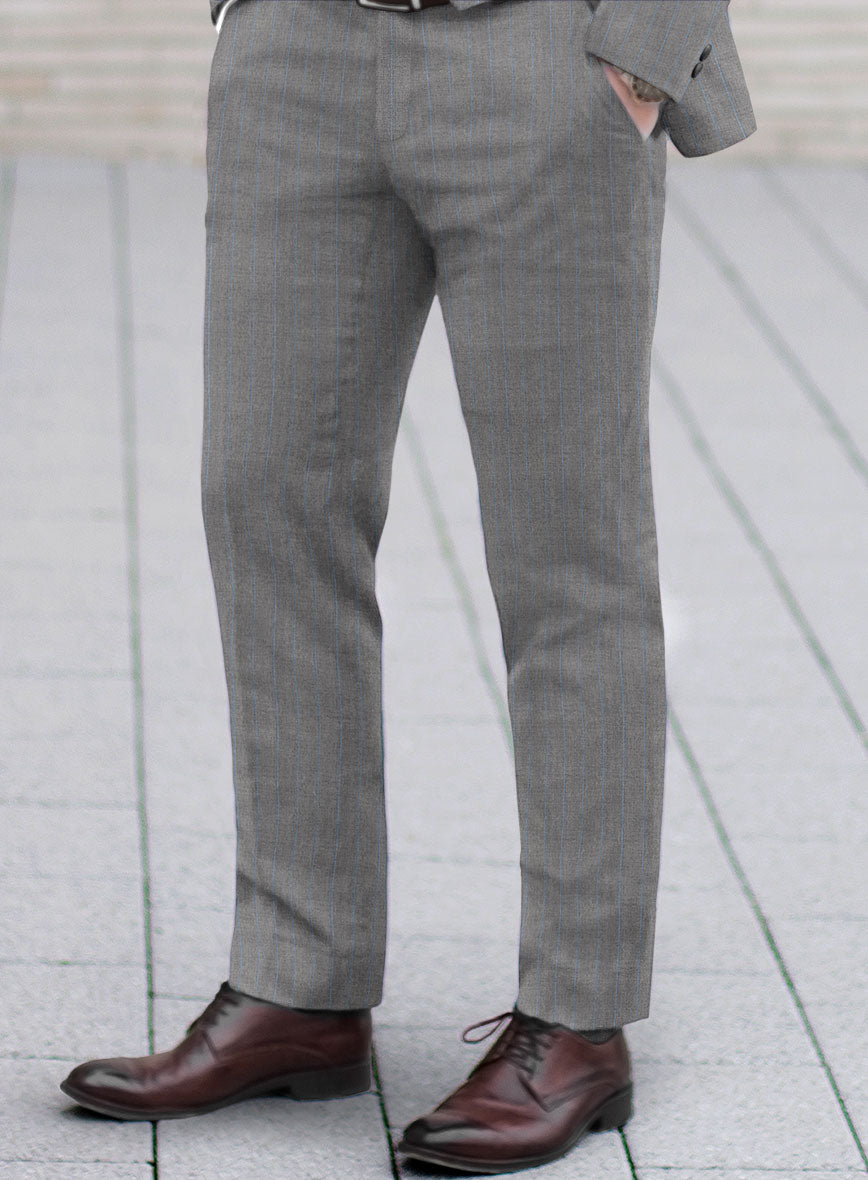 Scabal Cosmopolitan Stripe Gray Wool Suit - StudioSuits