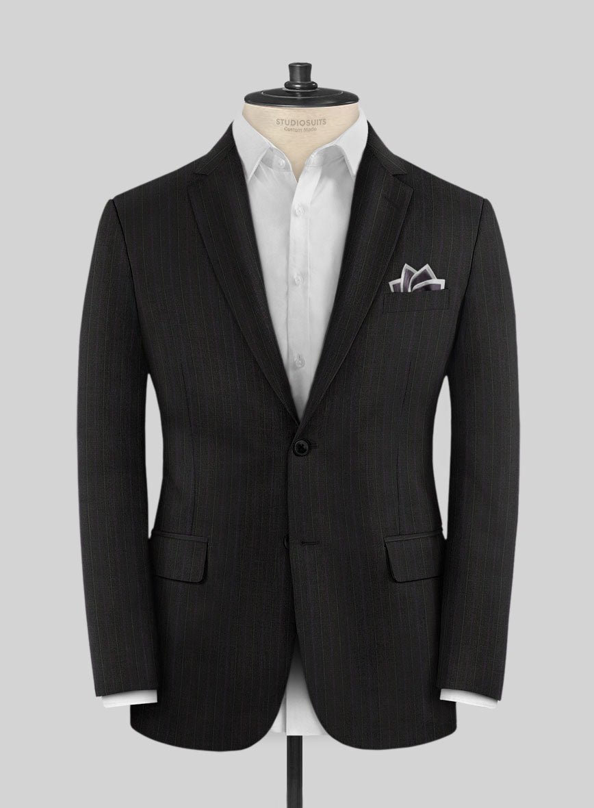 Scabal Cosmopolitan Stripe Iriya Black Wool Jacket - StudioSuits