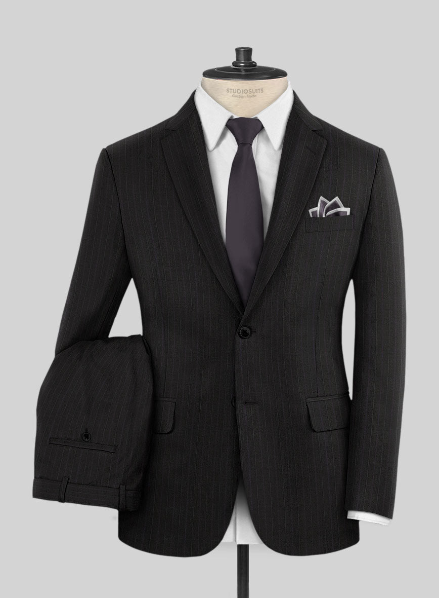 Scabal Cosmopolitan Stripe Iriya Black Wool Suit - StudioSuits
