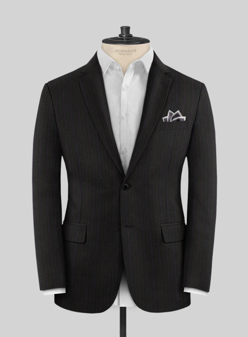 Scabal Cosmopolitan Stripe Iriya Black Wool Suit - StudioSuits