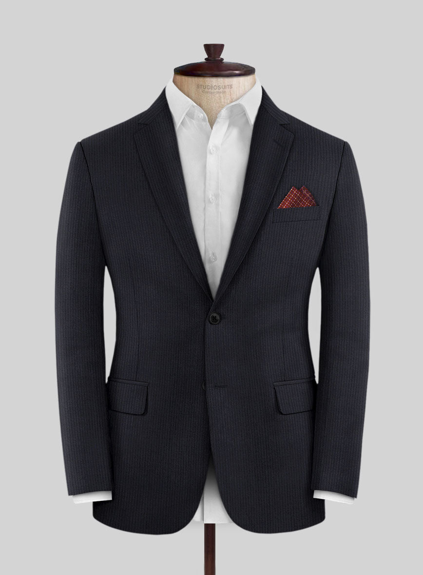 Scabal Cosmopolitan Stripe Isora Blue Wool Suit - StudioSuits