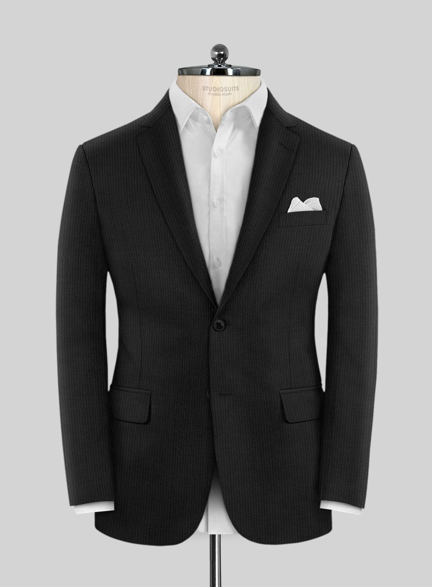 Scabal Cosmopolitan Stripe Reyo Black Wool Jacket - StudioSuits