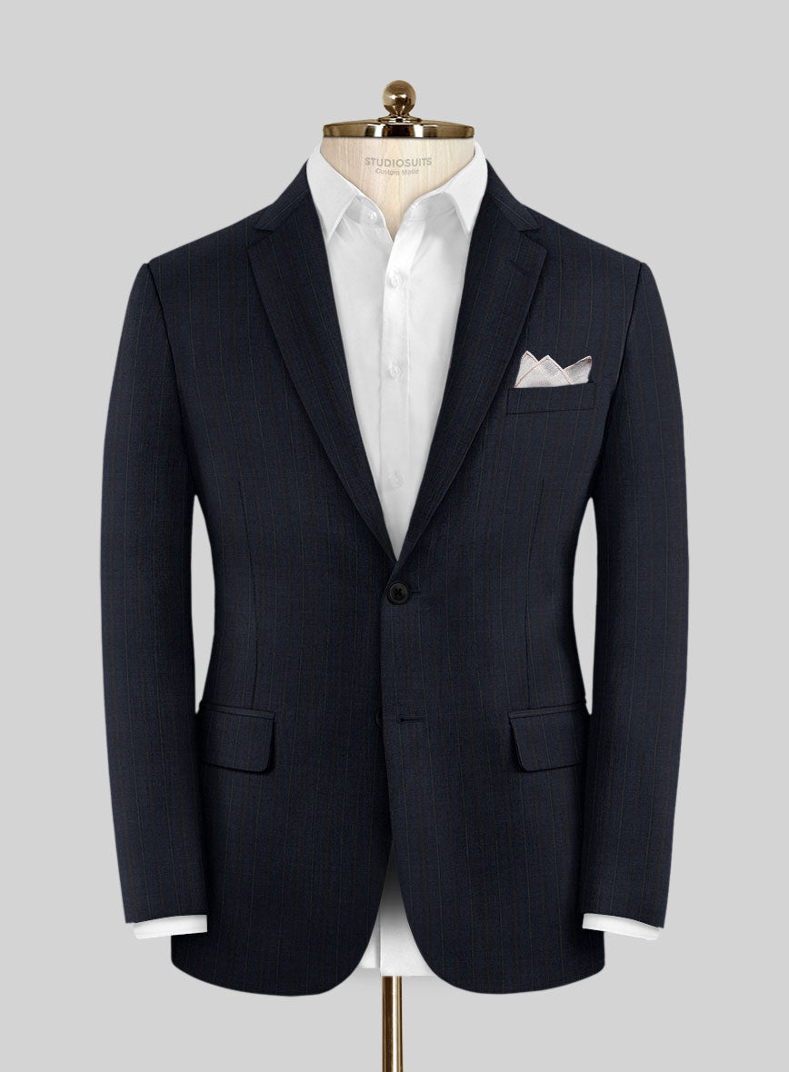 Scabal Cosmopolitan Stripe Tade Blue Wool Jacket - StudioSuits