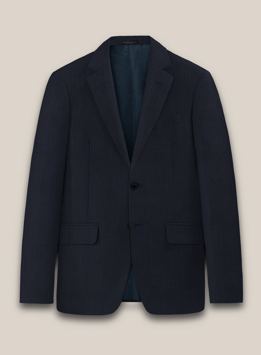 Scabal Cosmopolitan Stripe Tade Blue Wool Jacket - StudioSuits