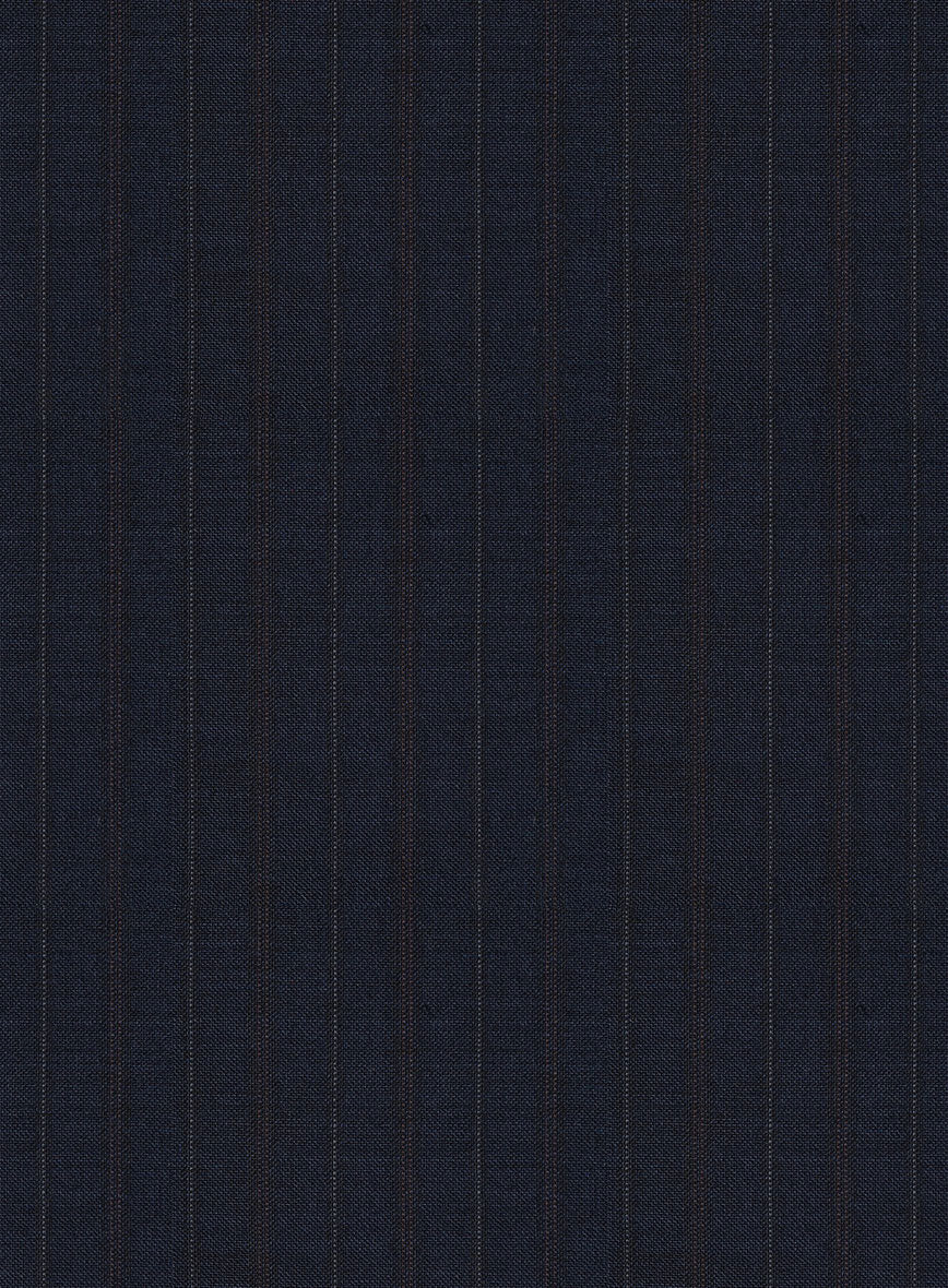 Scabal Cosmopolitan Stripe Tade Blue Wool Pants - StudioSuits