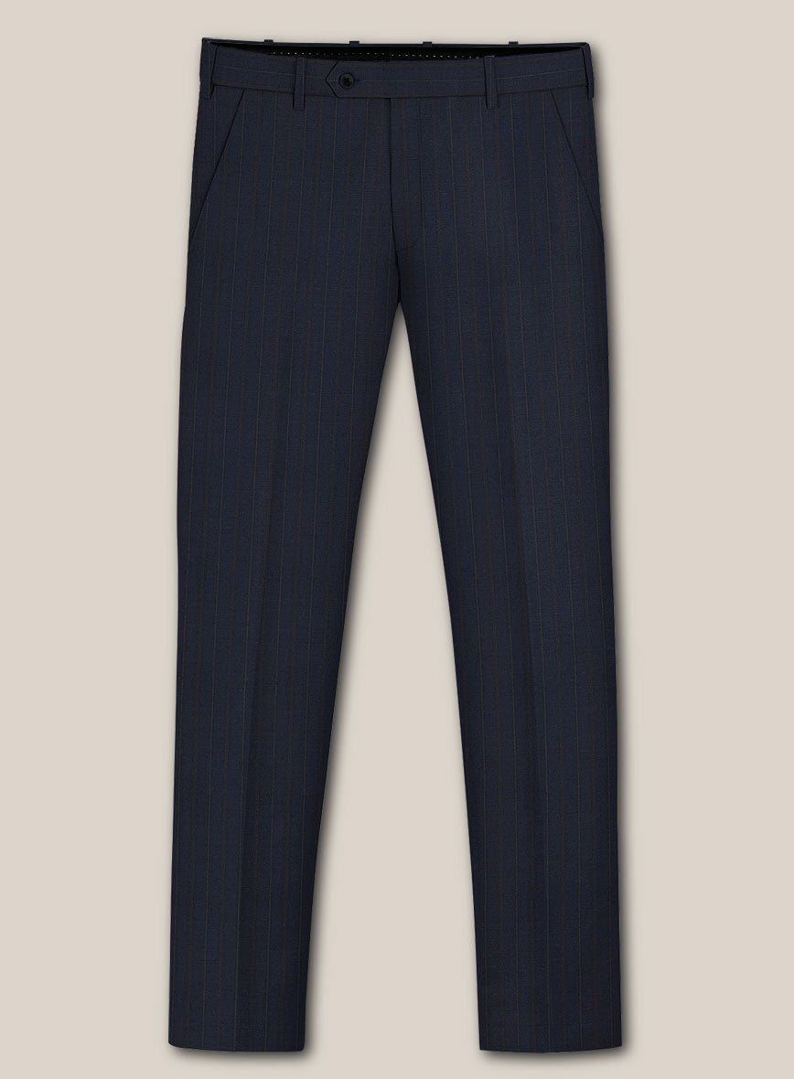 Scabal Cosmopolitan Stripe Tade Blue Wool Pants - StudioSuits