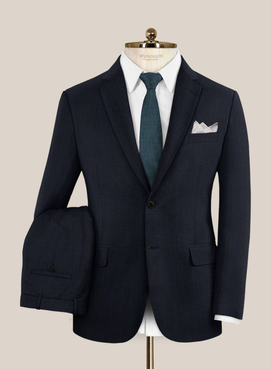 Scabal Cosmopolitan Stripe Tade Blue Wool Suit - StudioSuits
