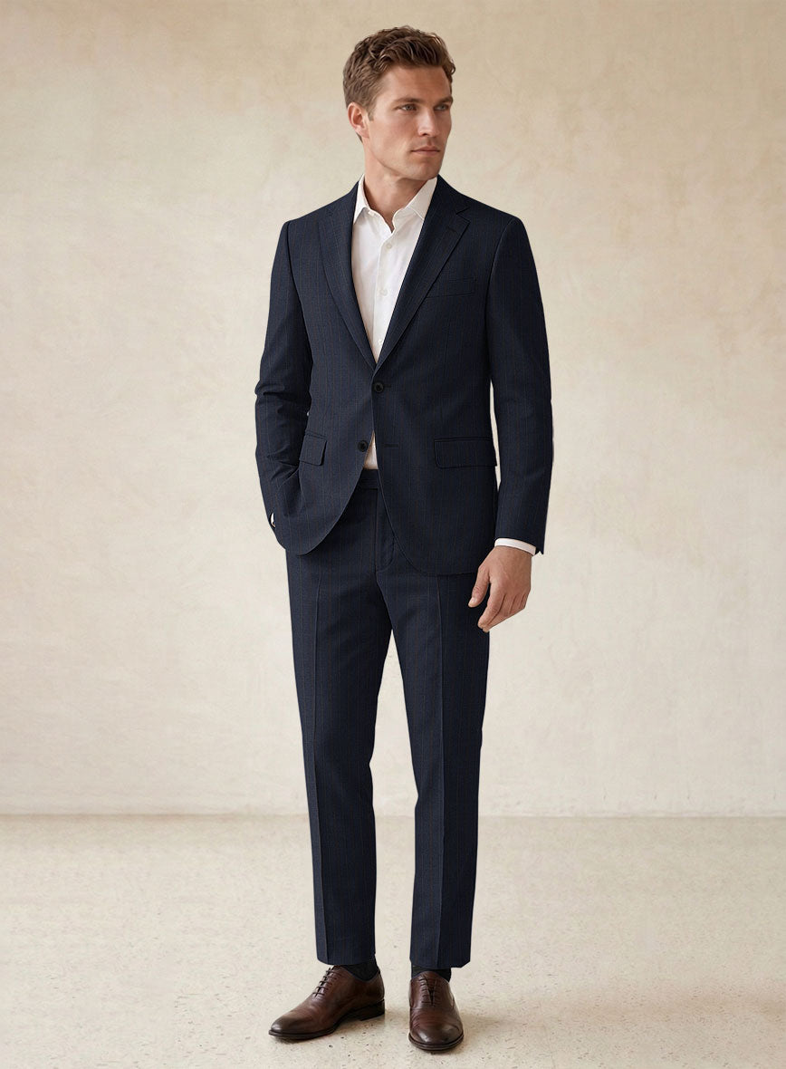 Scabal Cosmopolitan Stripe Tade Blue Wool Suit - StudioSuits