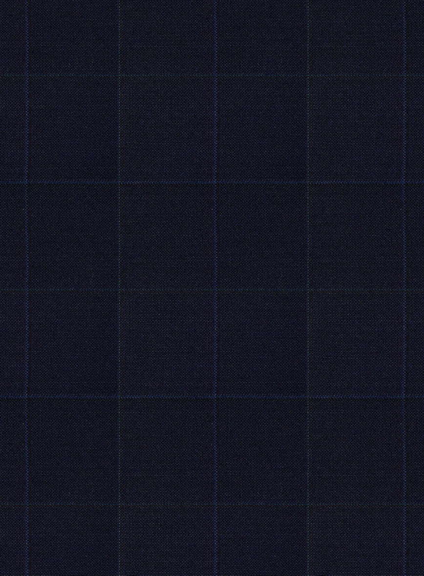 Scabal Cosmopolitan Windowpane Dark Blue Wool Jacket - StudioSuits