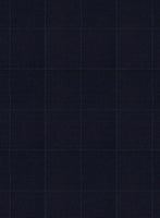 Scabal Cosmopolitan Windowpane Dark Blue Wool Jacket - StudioSuits