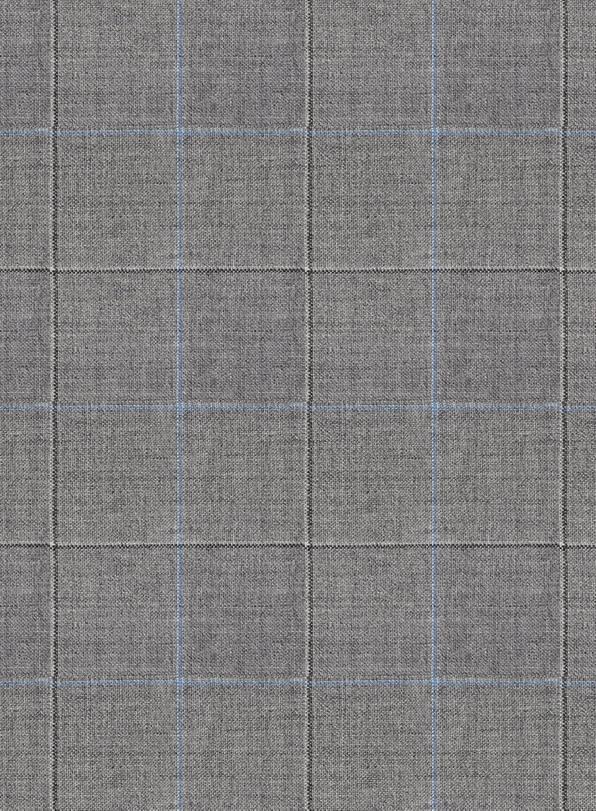 Scabal Cosmopolitan Windowpane Gray Wool Jacket - StudioSuits