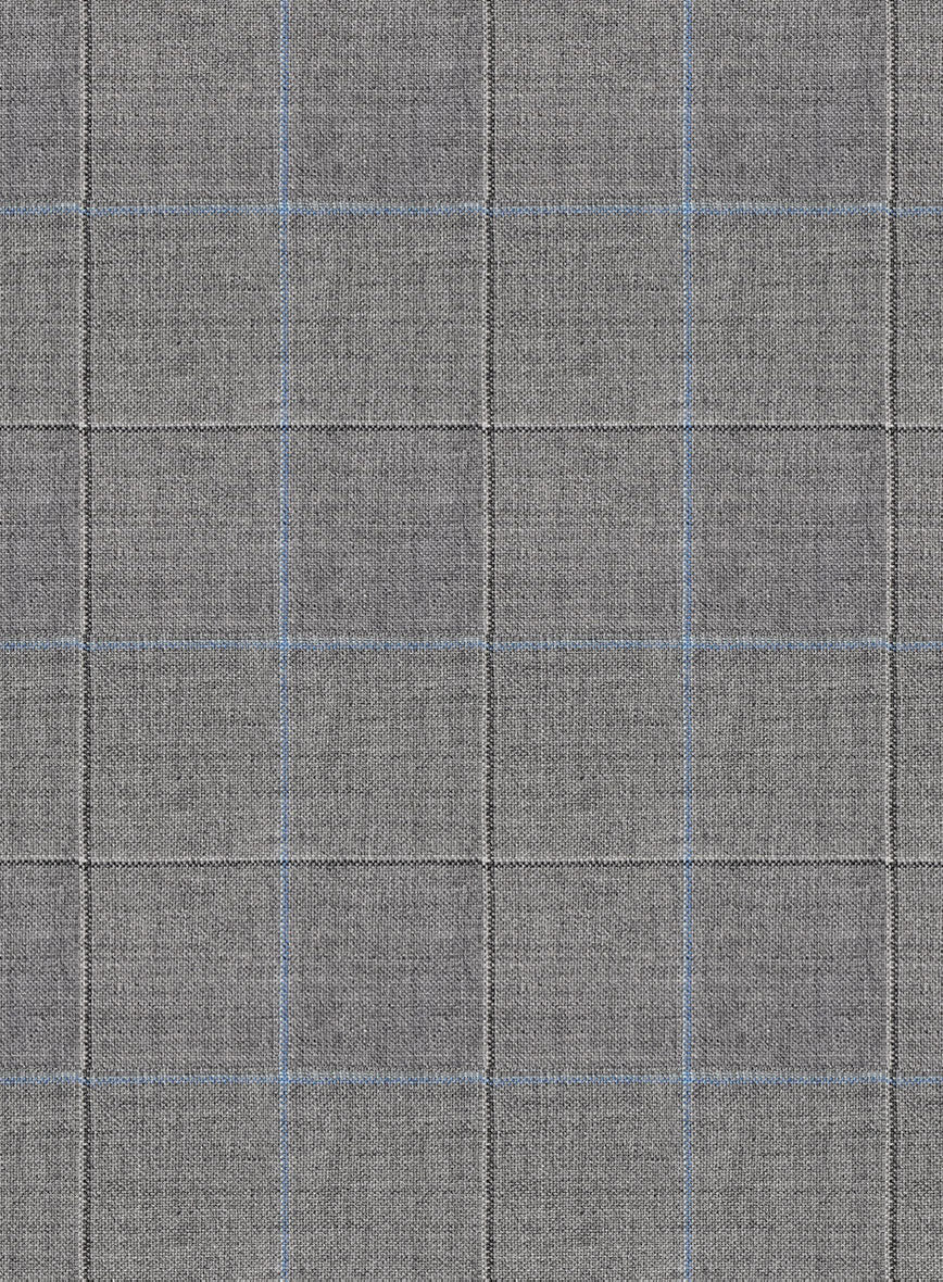 Scabal Cosmopolitan Windowpane Gray Wool Pants - StudioSuits