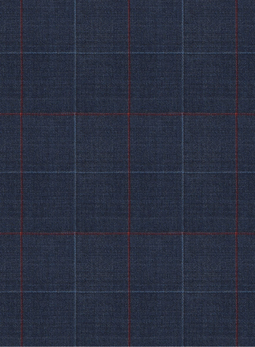 Scabal Cosmopolitan Windowpane Light Navy Wool Suit - StudioSuits