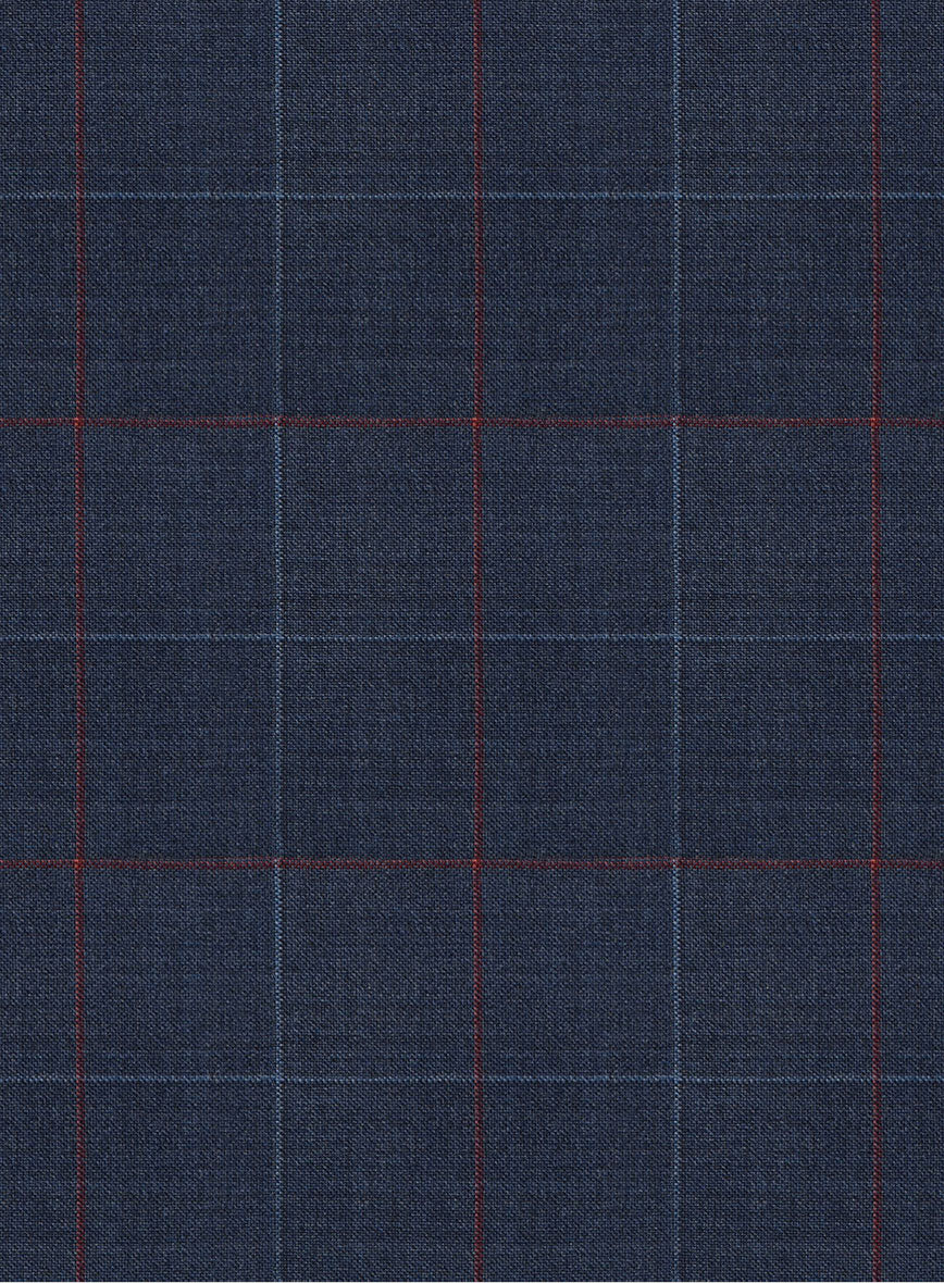 Scabal Cosmopolitan Windowpane Light Navy Wool Suit - StudioSuits