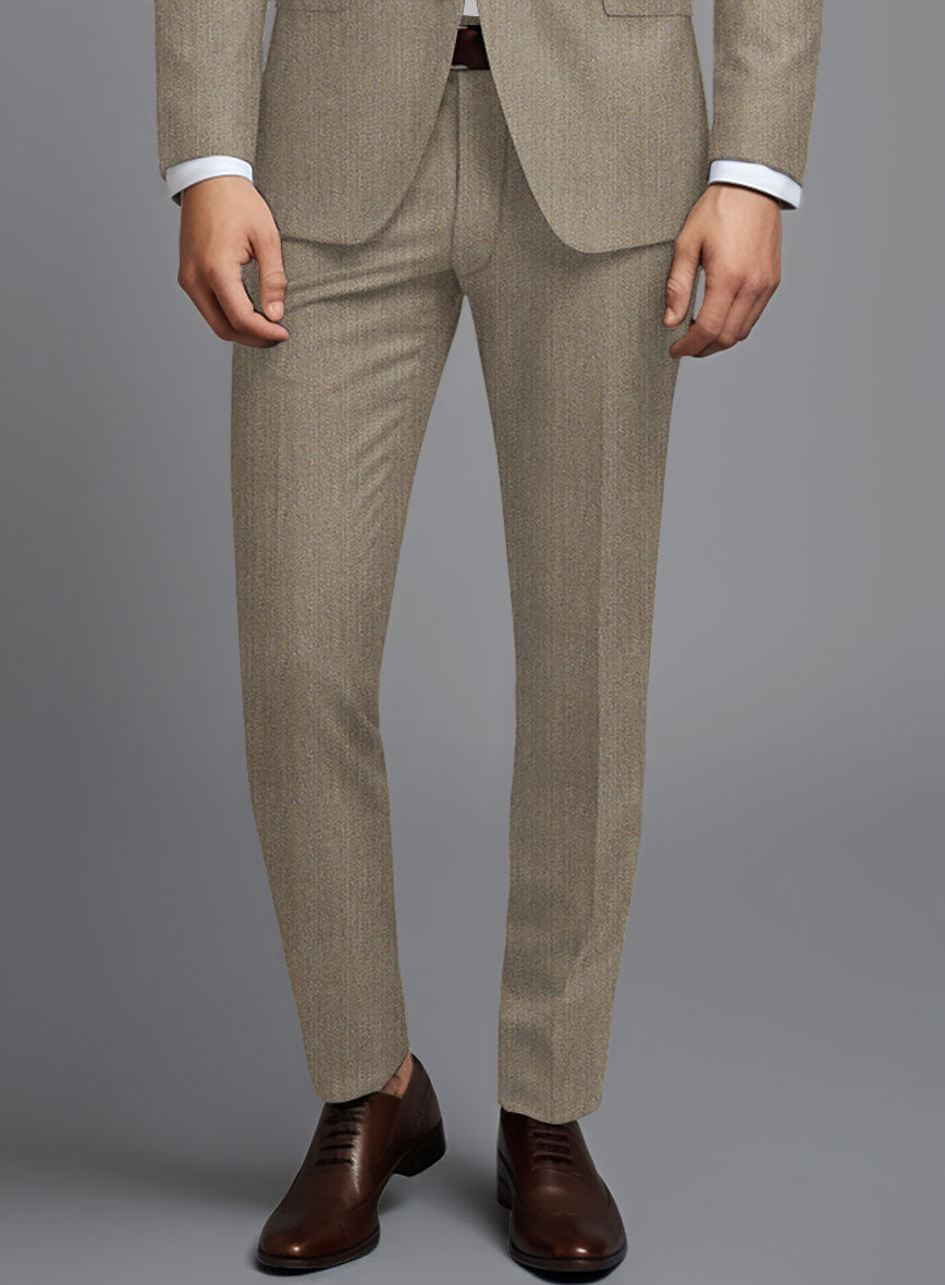Scabal Crude Brown Wool Pants - StudioSuits