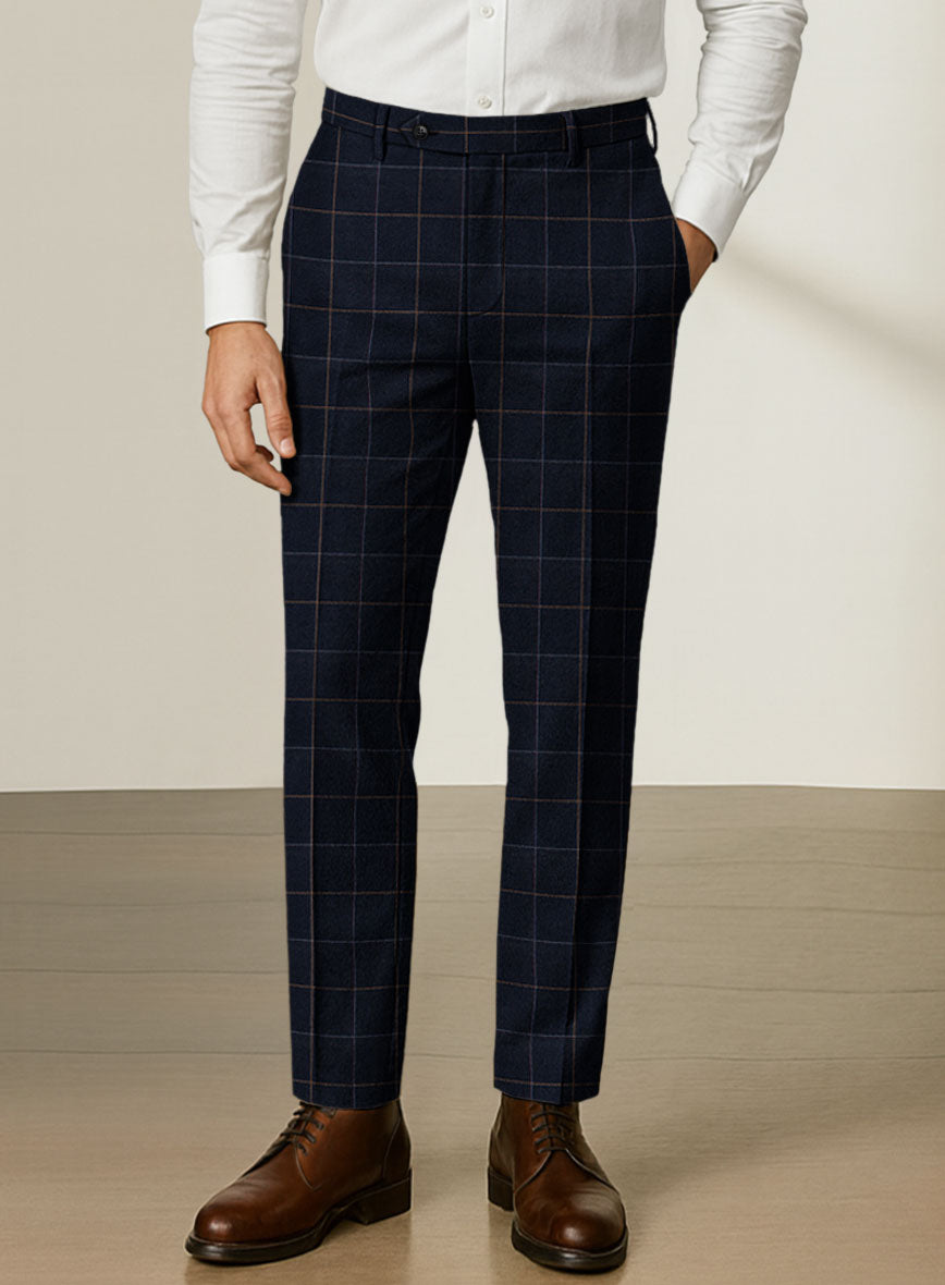 Scabal Dali Chromatic Windowpane Wool Cashmere Pants - StudioSuits