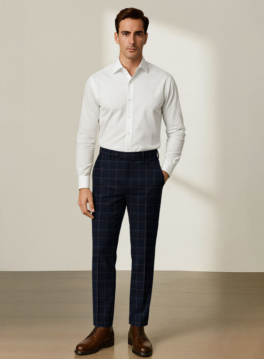 Scabal Dali Chromatic Windowpane Wool Cashmere Pants - StudioSuits