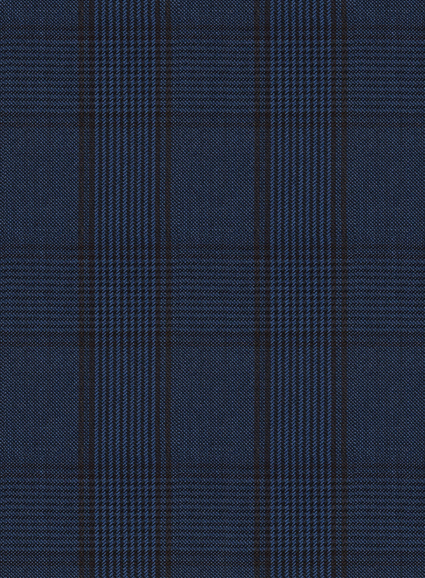 Scabal Damia Glen Blue Wool Pants - StudioSuits