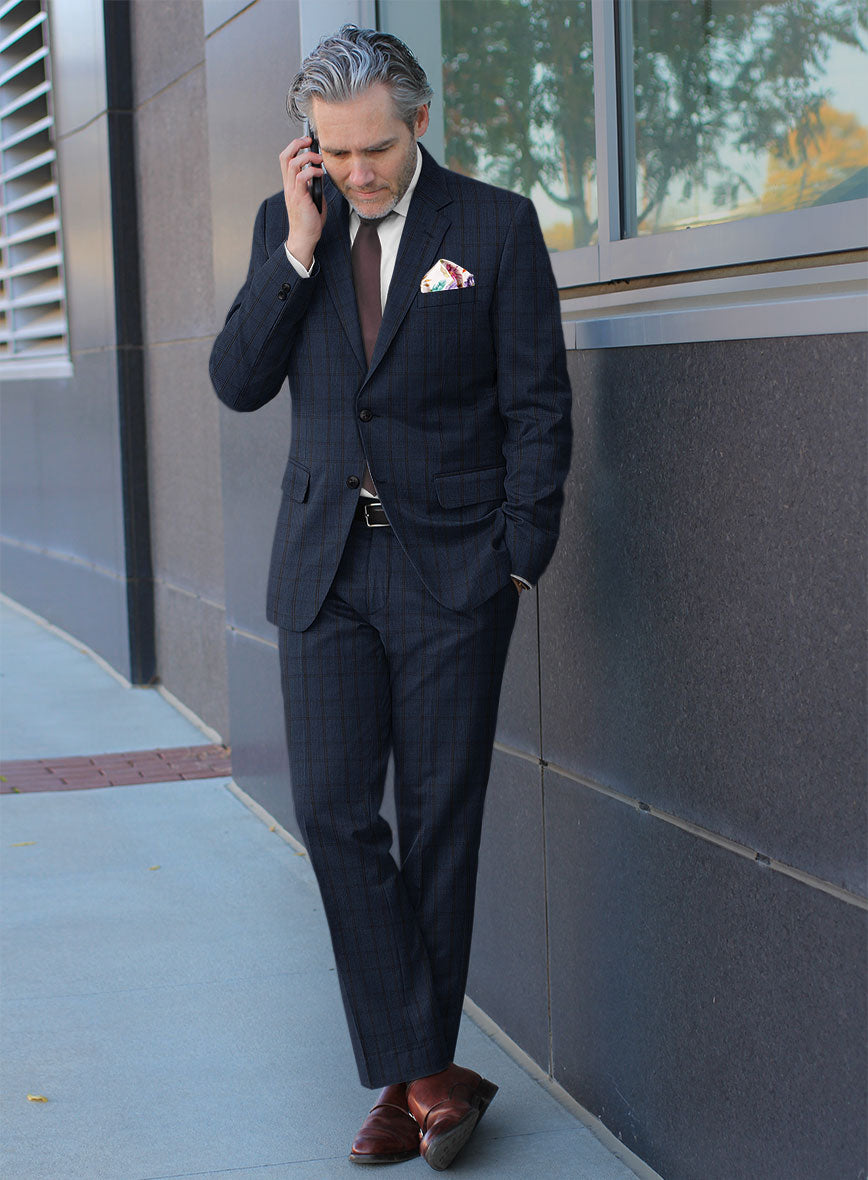 Scabal Damia Glen Blue Wool Suit - StudioSuits