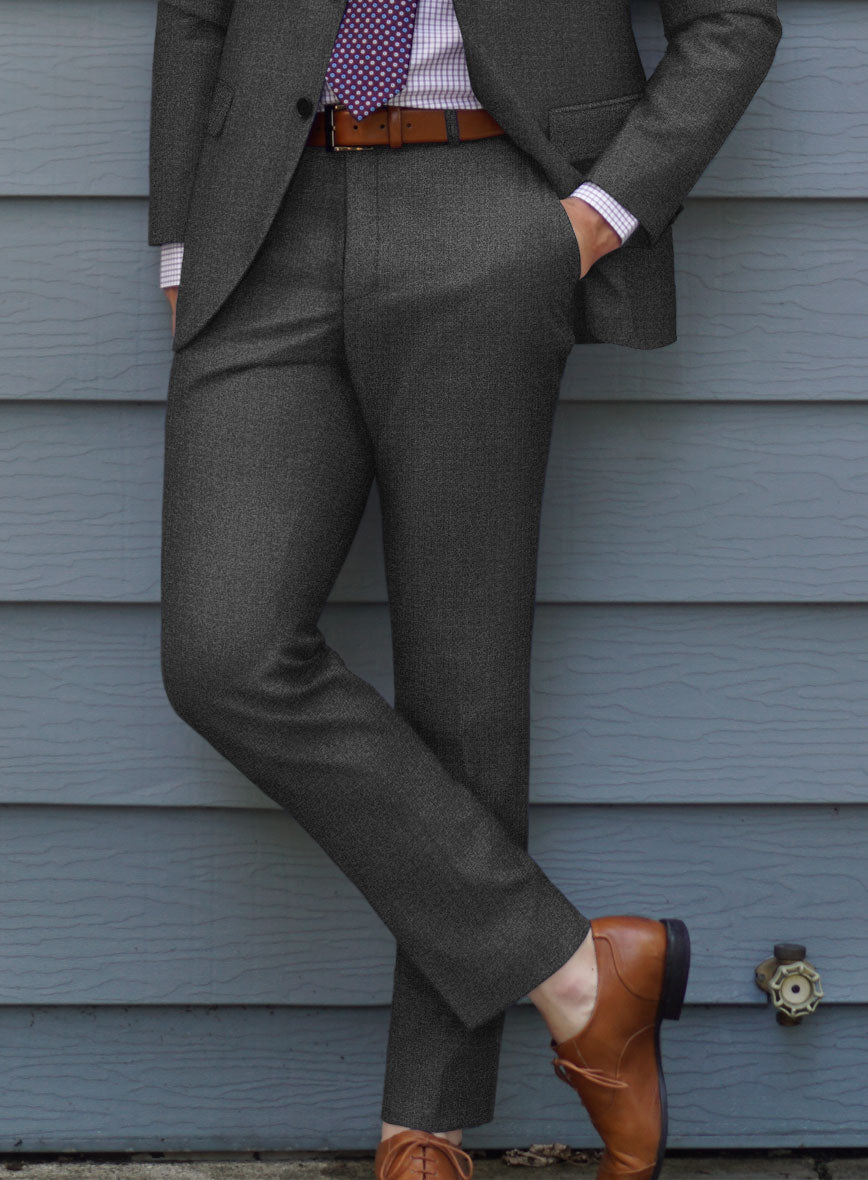 Scabal Dark Charcoal Wool Pants - StudioSuits