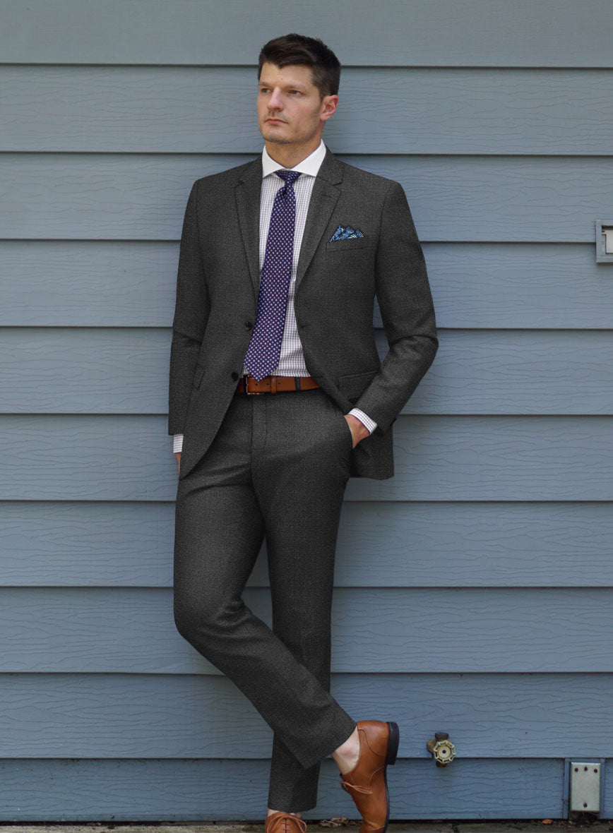 Scabal Dark Charcoal Wool Suit - StudioSuits