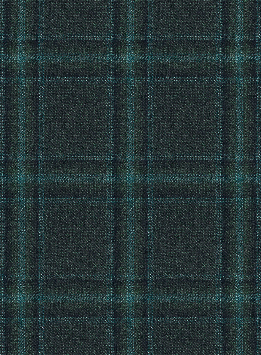 Scabal Dark Green Checks Wool Jacket - StudioSuits