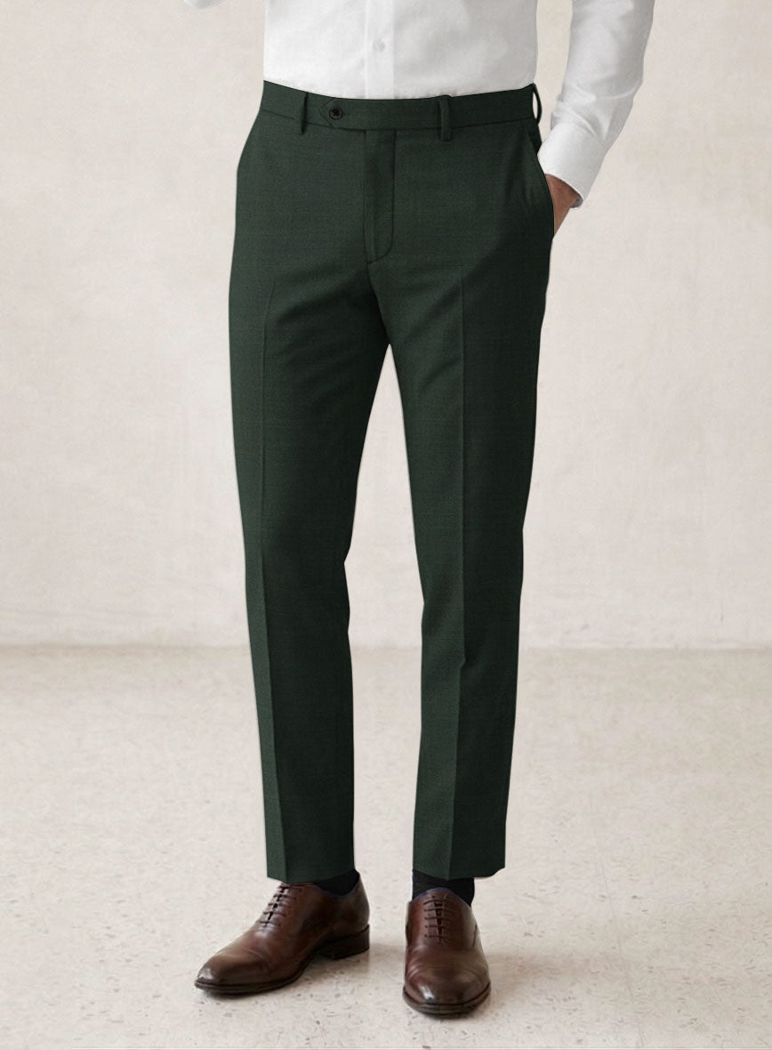 Scabal Dark Green Wool Pants - StudioSuits