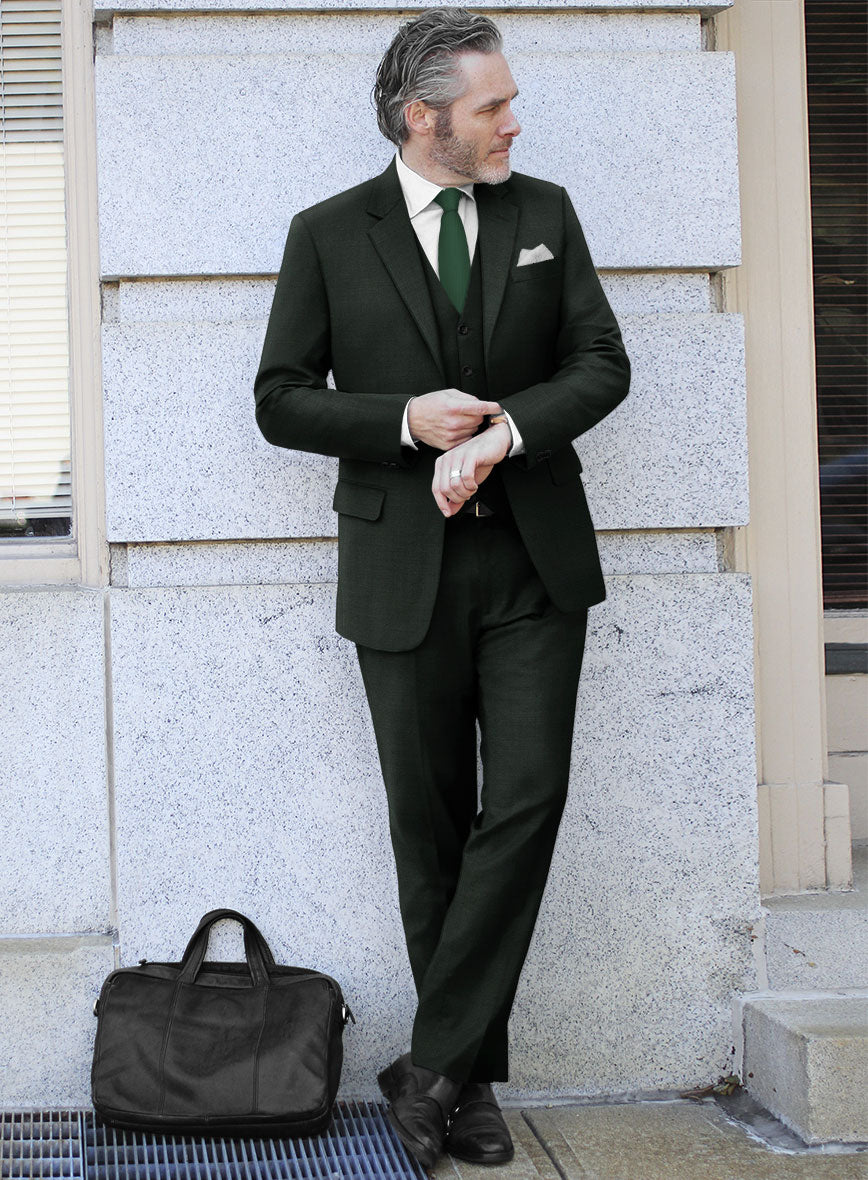 Scabal Dark Green Wool Suit - StudioSuits