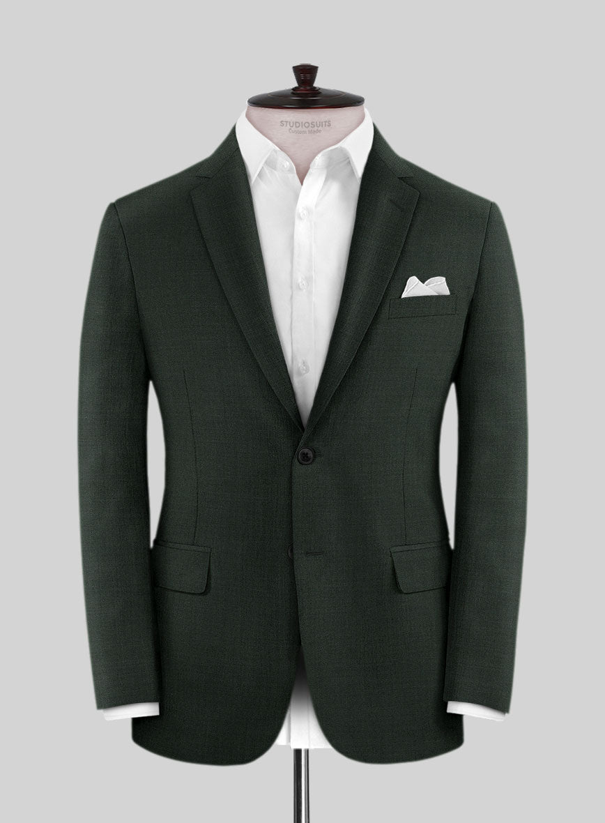 Scabal Dark Green Wool Suit - StudioSuits