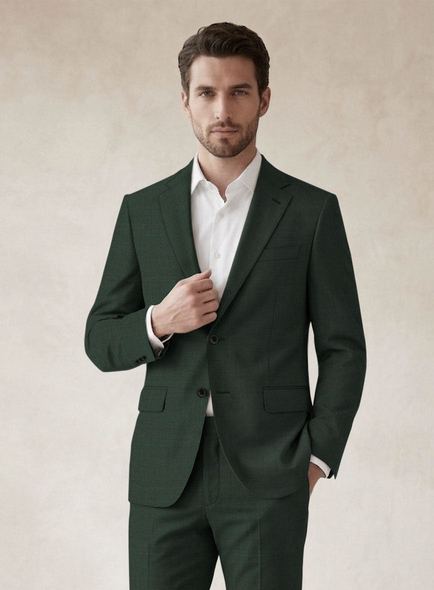 Scabal Dark Green Wool Suit - StudioSuits
