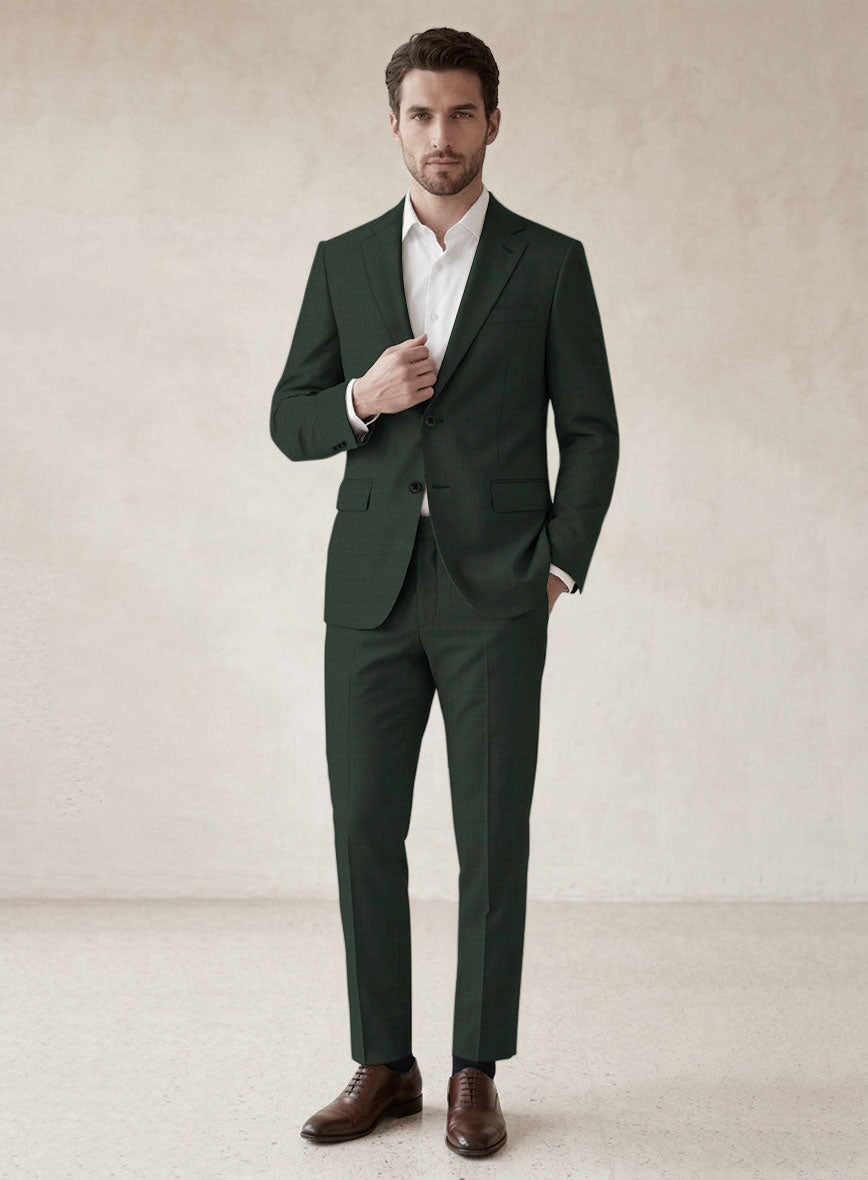 Scabal Dark Green Wool Suit - StudioSuits