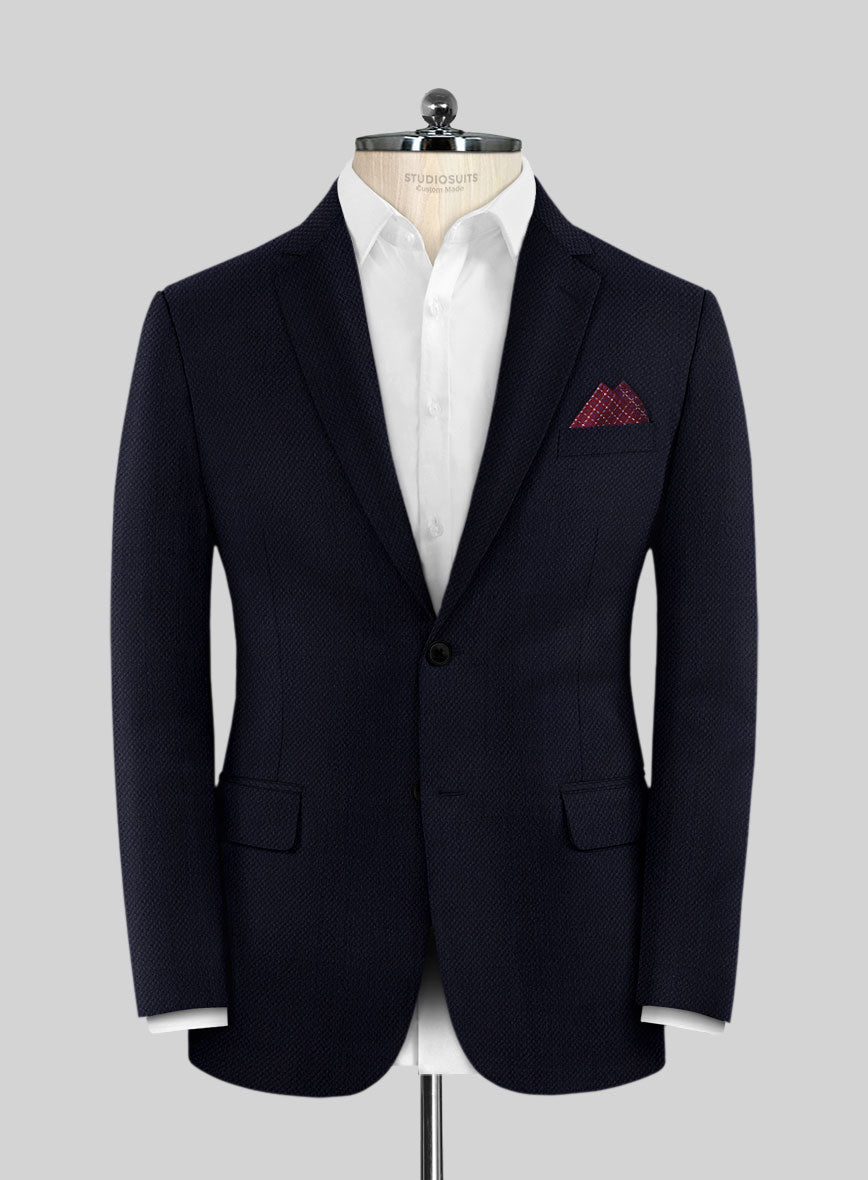 Scabal Dark Navy Waffle Wool Jacket - StudioSuits