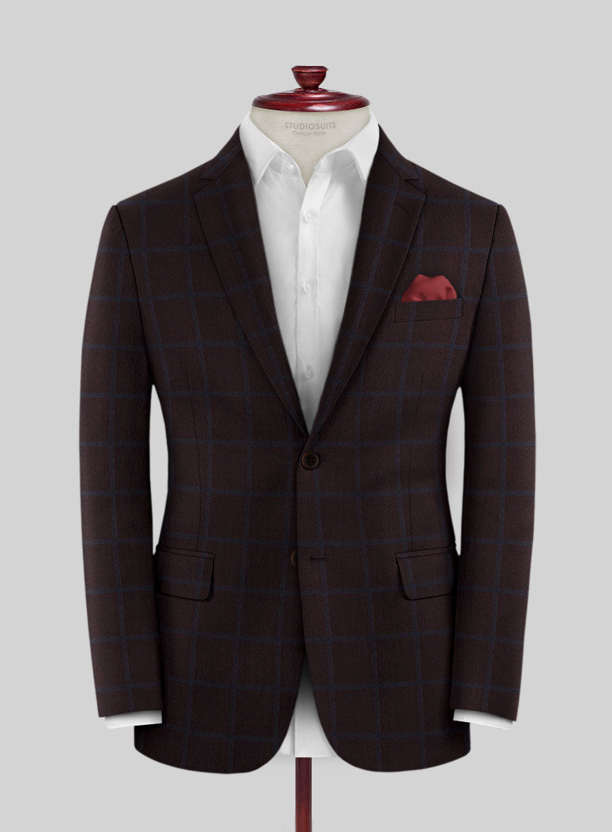 Scabal Dark Sienna Checks Wool Jacket - StudioSuits