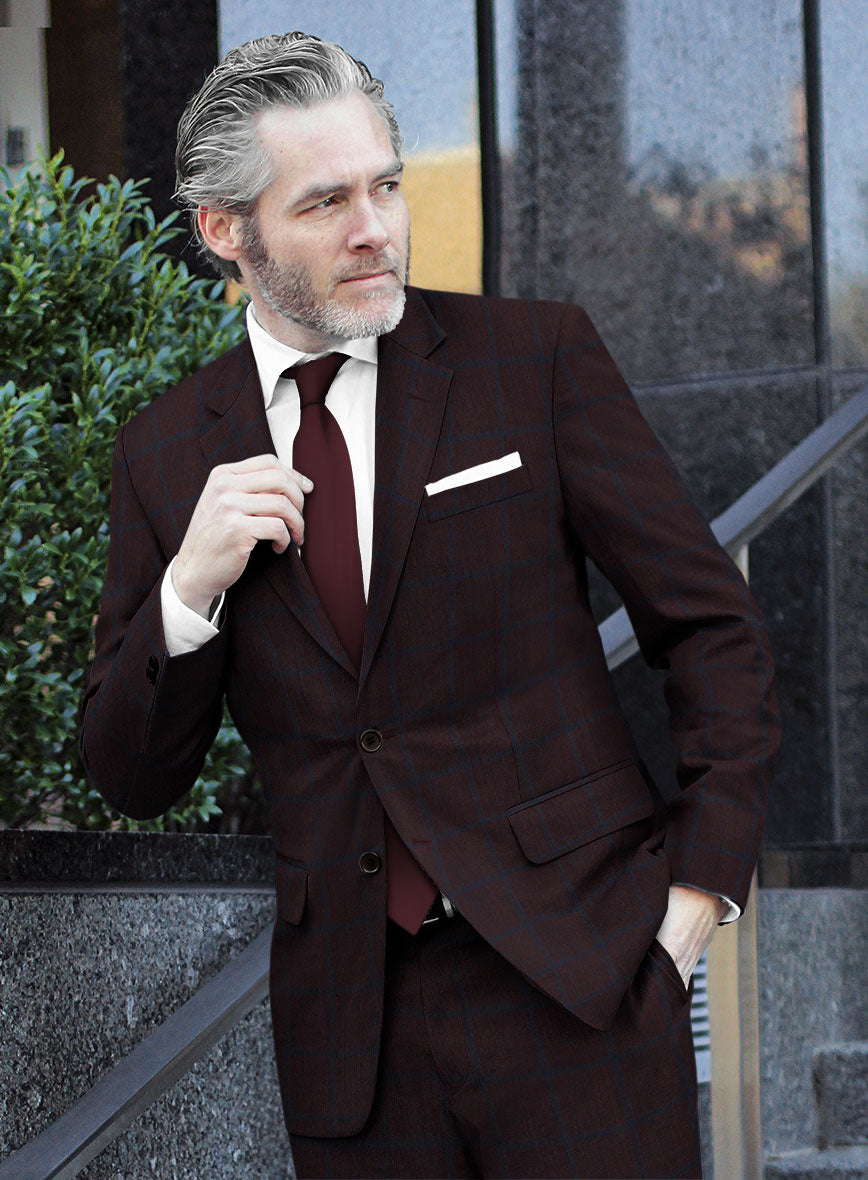 Scabal Dark Sienna Checks Wool Jacket - StudioSuits