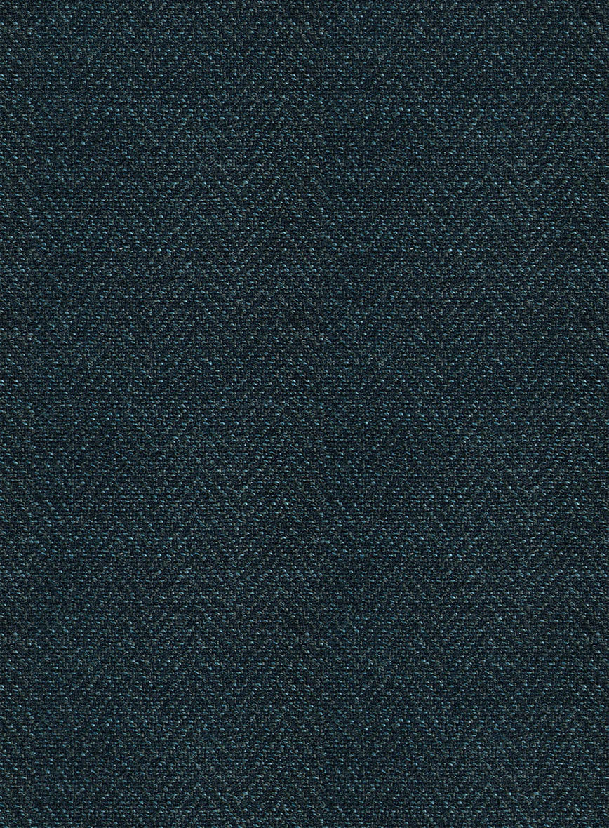 Scabal Dark Teal Herringbone Wool Jacket - StudioSuits