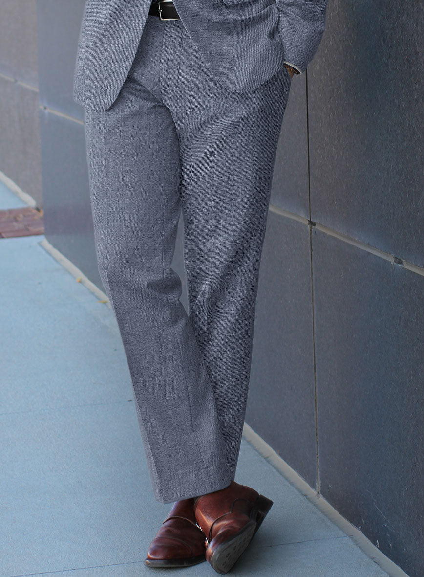 Scabal Eandi Twill Blue Wool Pants - StudioSuits