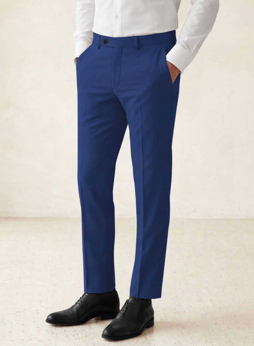 Scabal Egyptian Blue Wool Pants - StudioSuits