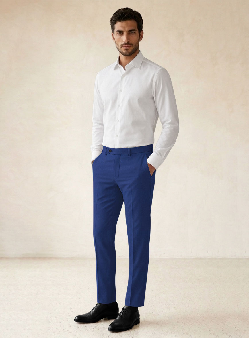 Scabal Egyptian Blue Wool Pants - StudioSuits