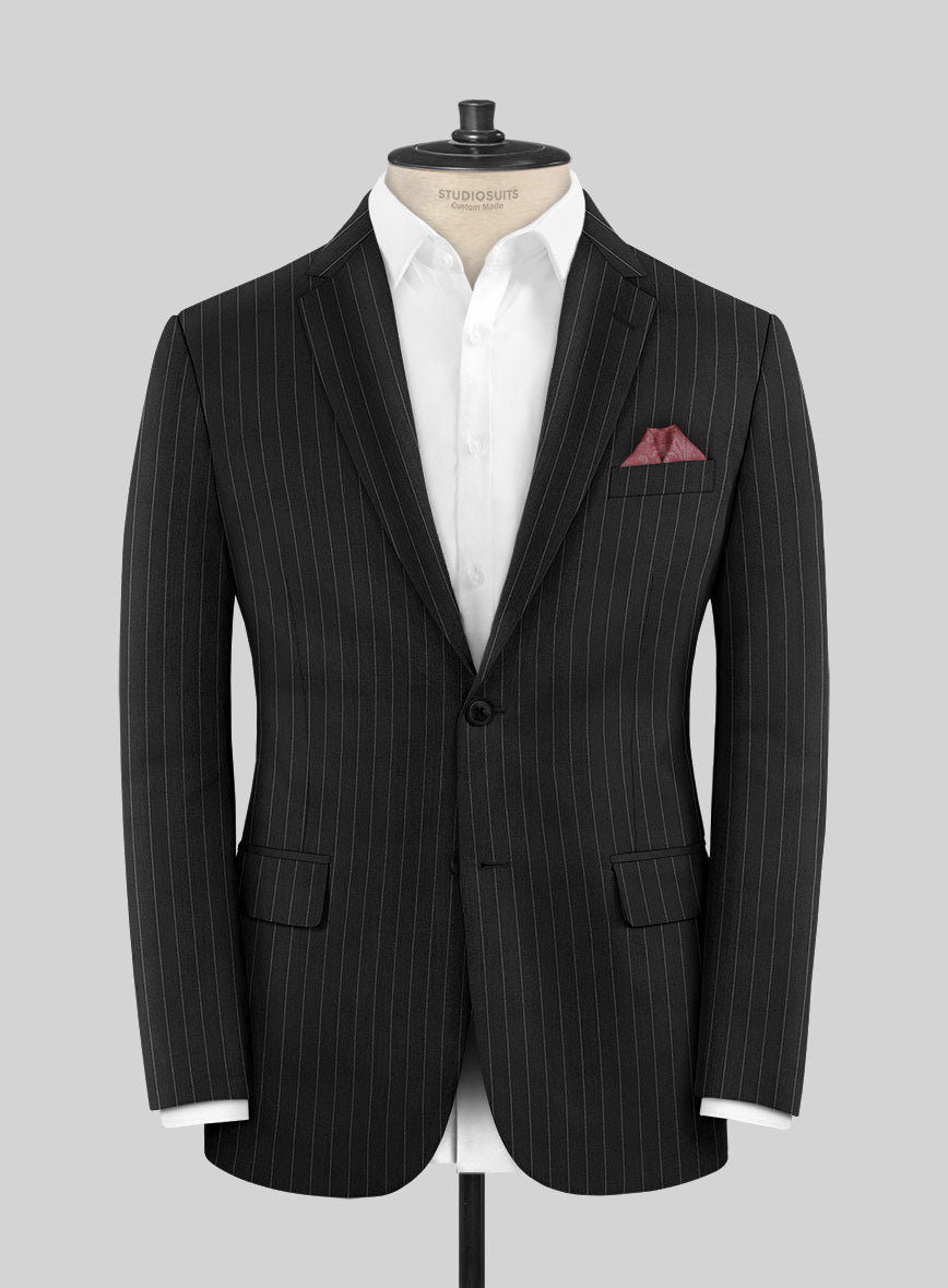 Scabal Feeje Stripe Black Wool Jacket - StudioSuits