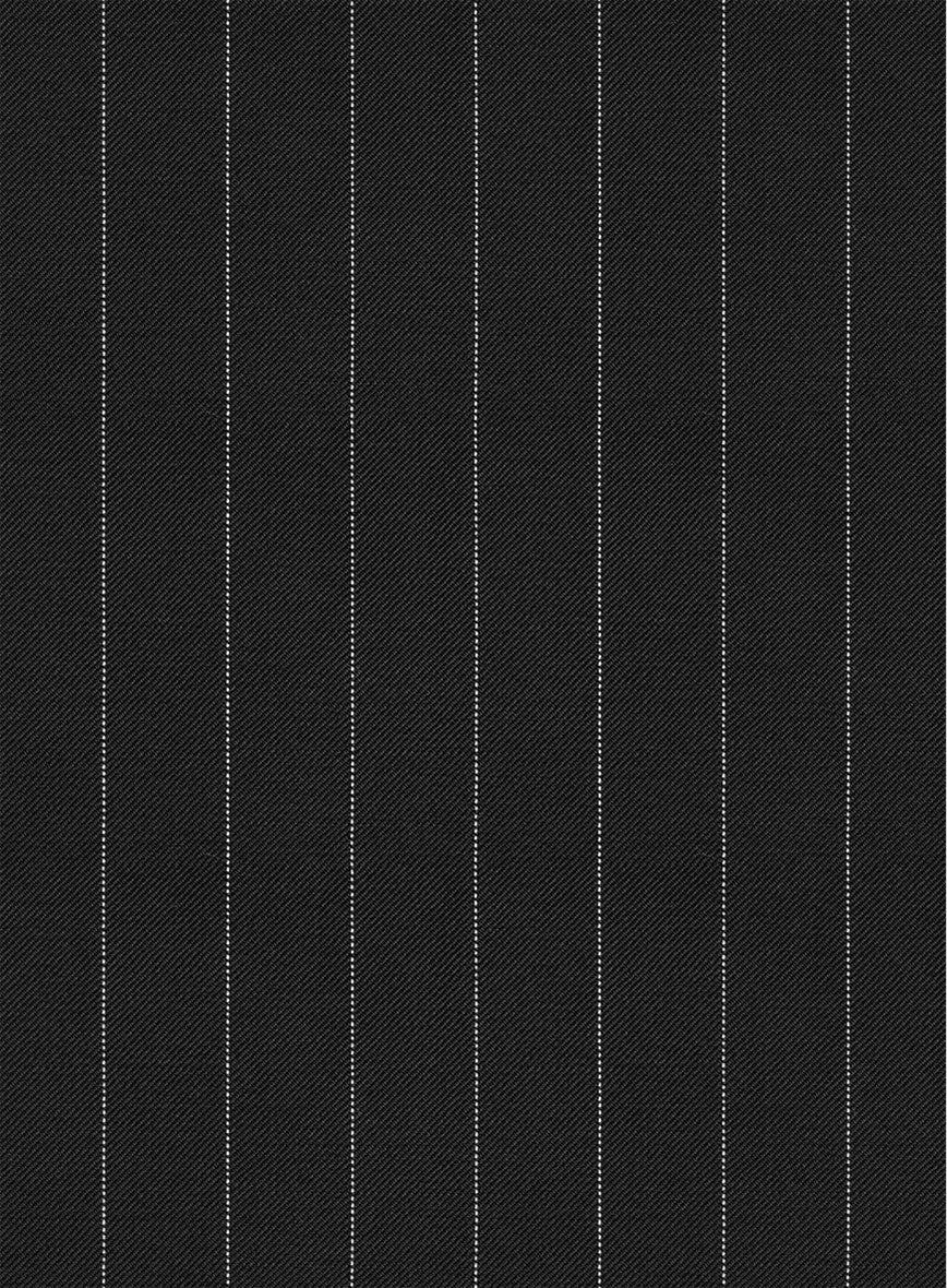 Scabal Feeje Stripe Black Wool Pants - StudioSuits