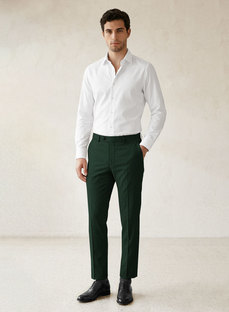 Scabal Forest Green Wool Pants - StudioSuits